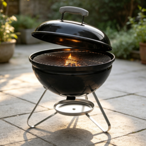 Portable Compact Charcoal Grill with Locking Lid and Enameled Finish