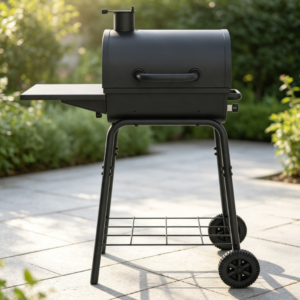 Charcoal Grill with Side Rack and Adjustable Chimney, Including Heating Rack