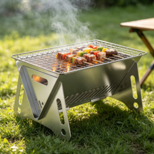 Mini Folding Charcoal Grill with Storage Bag, Perfect for Camping and Short Trips