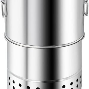 Stainless Steel Smokeless Charcoal Grill, 360-degree Surround Heating, Suitable for Outdoor Cooking and Grilling