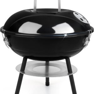 Mini Camping BBQ Grill with Locking Lid and Dual Ventilation System, Suitable for Tabletops and Patios