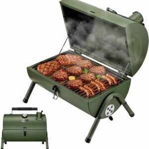 Small Desktop Charcoal Grill & Smoker, Suitable for Outdoor Camping and RV Parties