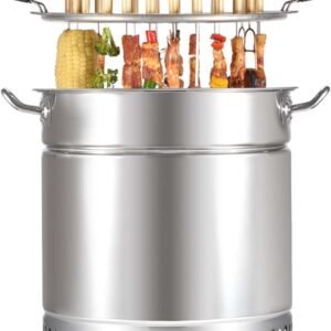 Vertical Charcoal Smoking Barrel BBQ Grill with Skewers Set, Suitable for Both Indoor and Outdoor Use