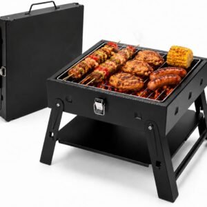 Small Portable Charcoal Grill: Mini Folding Desktop Grill | Outdoor Cooking, Camping, Beach Travel, Picnics, Party Gifts, Father's Day, Birthday Gift