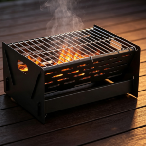 Folding Campfire & BBQ Grill, Heavy-Duty Outdoor Stove, with Storage Bag