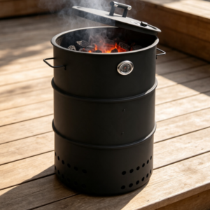 Heavy-duty Barrel Smoker, Vertical Round Structure, Suitable for Parties and Backyards