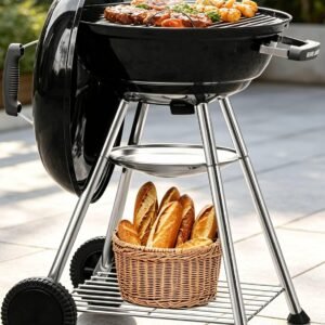 Heavy-duty Round Thickened BBQ Bowl with Wheels, Suitable for Outdoor Cooking and Picnics