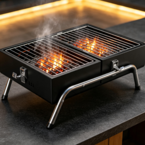 Small Desktop Charcoal Grill, Heavy Duty Steel, Suitable for Multiple Outdoor Scenarios